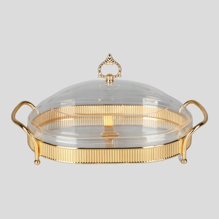 صحن تقديم بيضاوي الشكل من سوليتير، الطول 34 سم  العرض  24 سم  ذهبي حجم صغير
