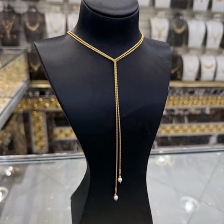 شال المبروم الملكي عيار 21 بتصميم حبة الؤلؤ الصغيرة