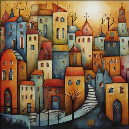 لوحة طباعة مربعة مدينة الاحلام