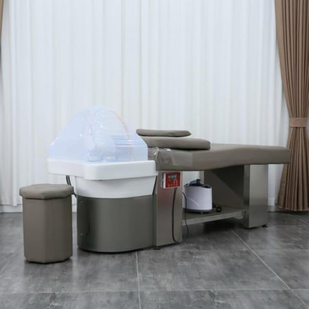 مغسله شعر مع بخار حمام زيت مع سرير مساج ٣×١ رماد واسود