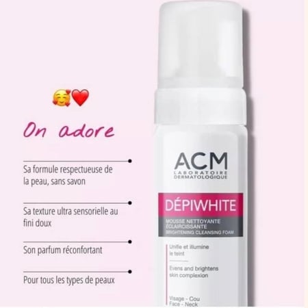 رغوة للوجه والرقبة من ACM لتفتيح وإشراق البشرة، مناسبة لجميع أنواع البشرة، 200 مل