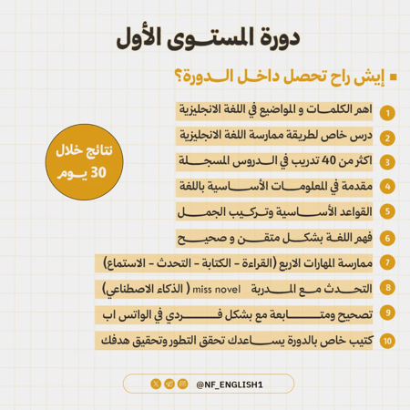 دورة المستوى الاول | Level One
