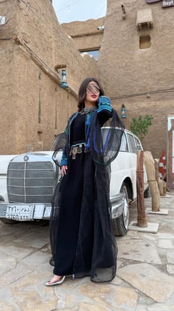 فستان عسيريه أزرق