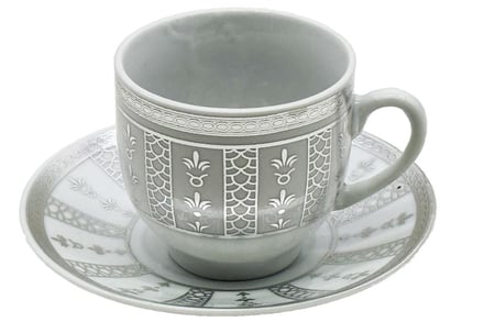 فناجيل قهوه تركي مع صحن تراثي فضي عدد 6 حبة