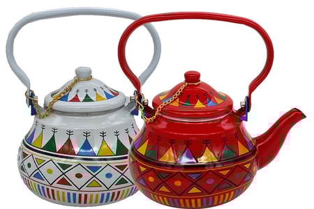 ابريق شاهي غضار هرمي نقشة القط العسيري