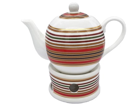 ابريق شاهي بورسلان النقشة الجنوبيه دائري مع قاعدة شمعه