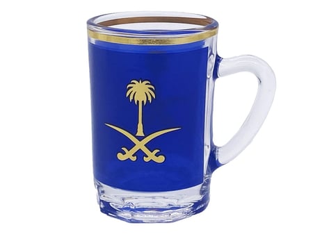 بيالات شاهي ملون سيفين ونخله لون ازرق