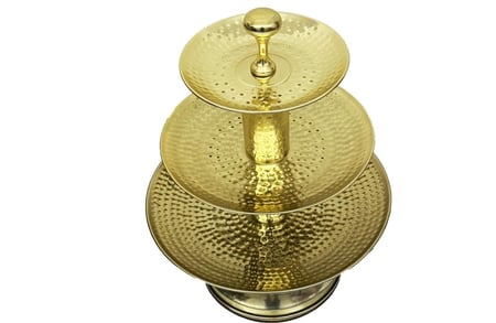 سلة تقديم ثلاث أدوار ذهبي كبير