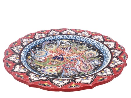 صحن سيراميك نفش يدوي دائري مقاس 31 سم