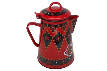 بكرج دله حليب غضار نقشة القط العسيري 2 لون احمر