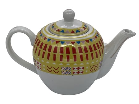 ابريق شاهي بورسلان نقشة القط العسيري اصفر