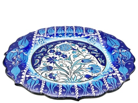 صحن سيراميك نفش يدوي دائري مقاس 31 سم تصميم٤