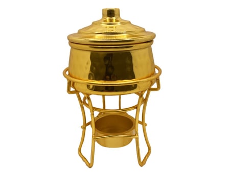 بادية بغطاء صغيره ستانلس ستيل مع قاعده تسخين بشمعه ذهبي