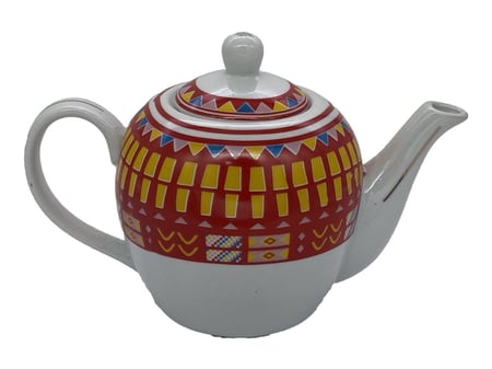 ابريق شاهي بورسلان نقشة القط العسيري احمر