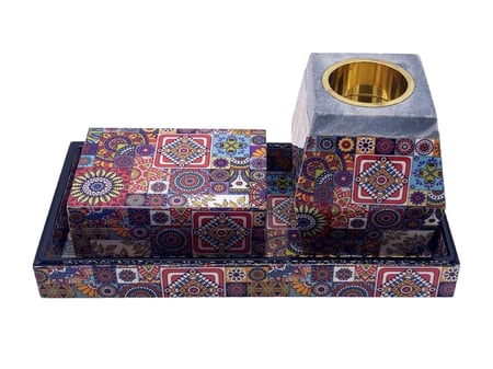 طقم صحن ومبخره وصندوق بخور موديل 87