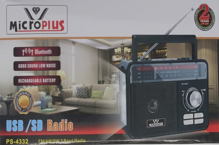 راديو تصميم قديم بلوتوث وUSB من شركة MICRO موديل PS-4332