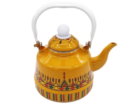 ابريق شاهي غضار هرمي نقشة القط العسيري اصفر