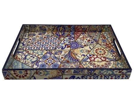 صينية خشب ملبس مستطيل