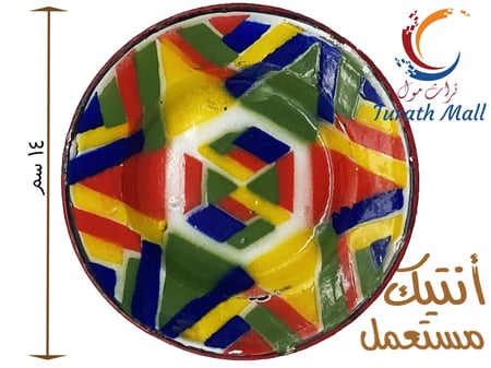 صحن غضار تراثي قديم جدا قطر ١٤ سم A8