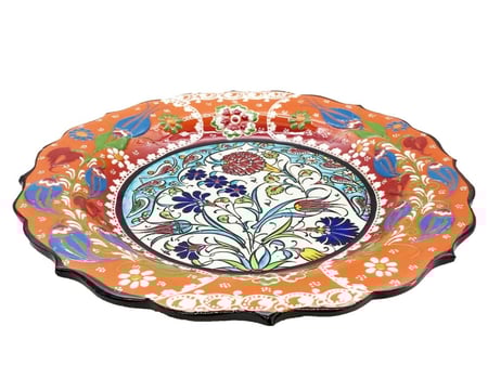 صحن سيراميك نفش يدوي دائري مقاس 31 سم تصميم١