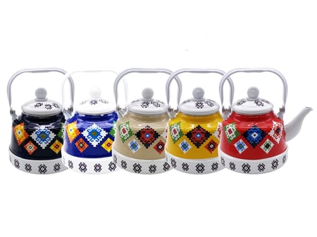 ابريق شاهي غضار نقشة تراثية