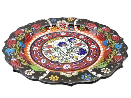 صحن سيراميك نفش يدوي دائري مقاس 31 سم تصميم٥