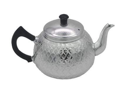 ابريق شاهي معدن نقش فضي بيد اسود