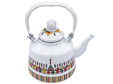 ابريق شاهي غضار هرمي نقشة القط العسيري ابيض