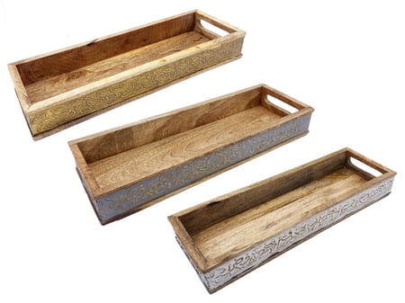 صينية تقديم خشب مستطيل حروف