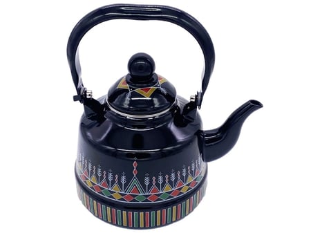 ابريق شاهي غضار هرمي نقشة القط العسيري اسود