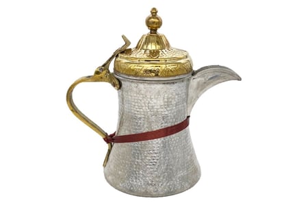 بكرج دلة حليب نحاس حب الرمان خشن لونين فضي ذهبي