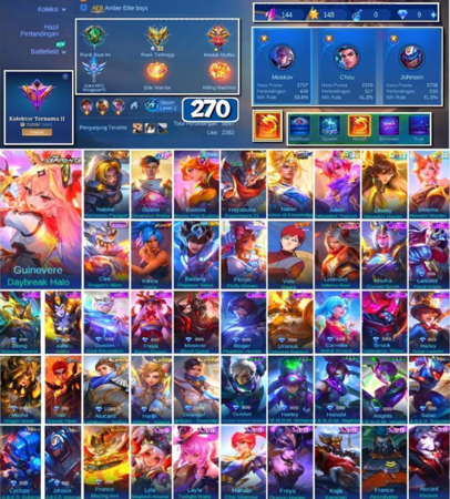 حساب موبايل ليجيند 270 سكن !