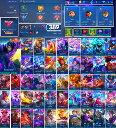 حساب موبايل ليجيند 389 سكن !