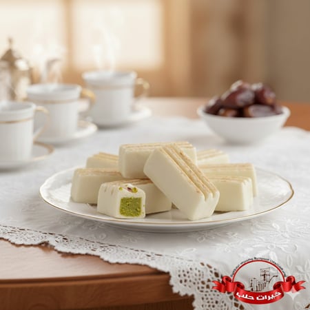 أصابع لوزينا سادة وعجينة الفستق الحلبي - (هريسة اللوز)