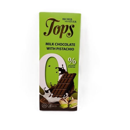 شوكولاتة توبس داكنة بالفستق والحليب بدون سكر - 60 جم