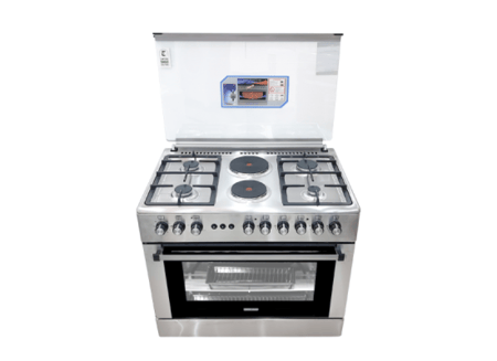 فرن غاز + كهرباء جنرال جولد 6 عين مقاس 60 × 90 استيل