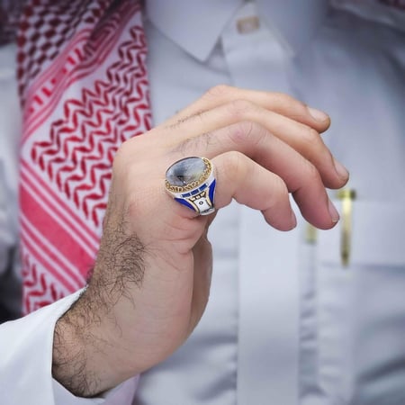 خاتم فضة عقيق يماني مسماري