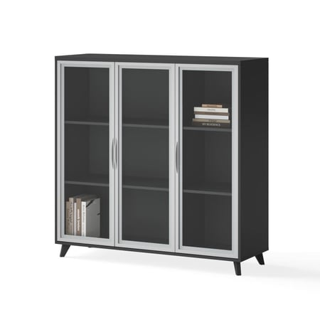 دولاب ملفات CF-24 عالي خشبي بزجاج أنيق تشييد الشرق