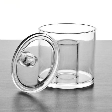 علبة تخزين القطن وأعواد القطن دائرية - منظم القطن علبة أكريليك شفافة للمستحضرات التجميلية