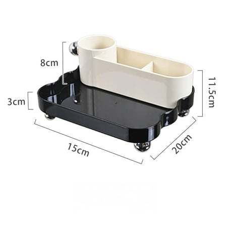 منظم مكياج أنيق متعدد الأقسام - مثالي للعطور ولمستحضرات التجميل والفرش والإكسسوارات - تصميم عصري لتخزين سهل على التسريحة والطاولة - بيج أسود