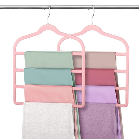 شماعة مخملي فاخر متعدد الطبقات للأحزمة والأوشحة وردي