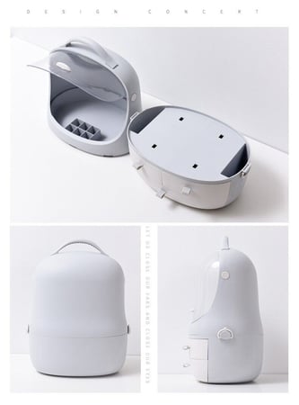 دولاب تخزين مستحضرات التجميل مع غطاء مانع للغبار وأدراج للمكياج