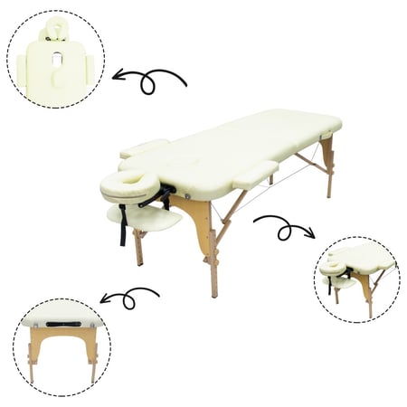 سرير مساج خشب متنقل قابل للطي محمول - لون بيج 760 -WB