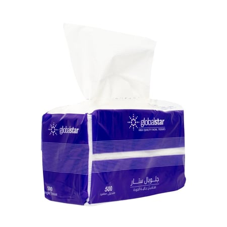 مناديل جلوبال ستار 500 منديل مفرد أزرق - شد 10 باكت
