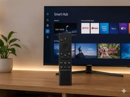 ريموت يُستخدم غالبًا مع شاشات Samsung Smart TV أو أجهزة تعمل بنظام Tizen Smart