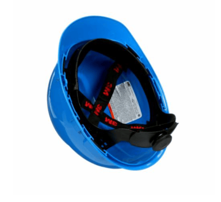 خوذة 3M™ SecureFit™ الصلبة H-703SFR-UV، باللون الأزرق، مع نظام تعليق بسقاطة لتوزيع الضغط بأربع نقاط، مع UVicator