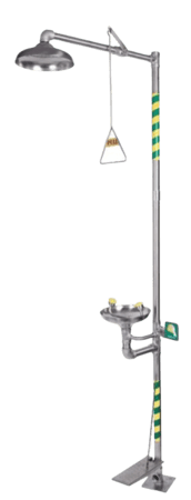 دش ومغسلة طوارئ للعين والوجه ستانلس ستيل Forte – تشغيل يدوي وبدال قدم | F6-6250 SS