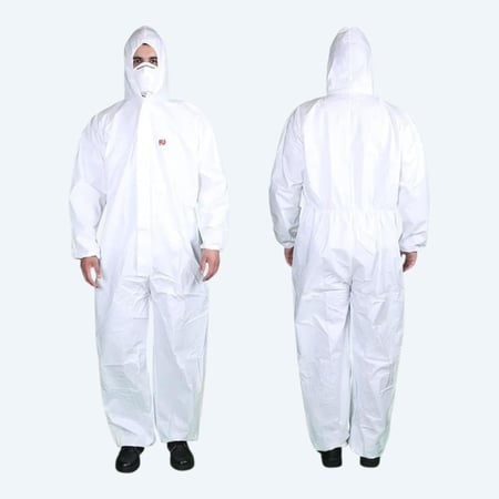 بدلة واقية للاستخدام الواحد، بدلة حماية كيميائية، ملابس وقاية طبية، بدلة عزل صناعية، Disposable Coverall، معدات السلامة المهنية، PPE Category III
