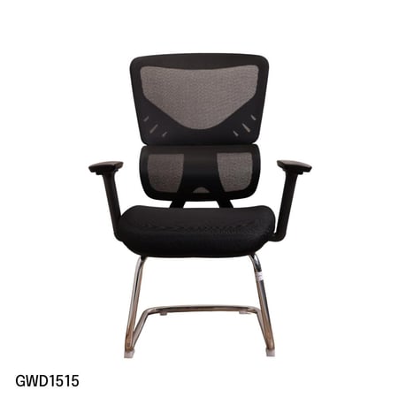 كرسي مكتبي ثابت بقماش مخرم لون اسود بدون مسند راس موديل رقم GWD1515B
