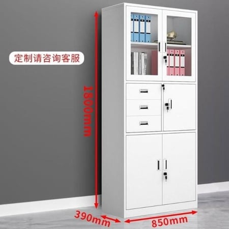 دولاب ملفات مكتبي حديد 4 ابواب و2 ادراج و ارفف داخلية مقاس 185×85×40 رصاصي W055GRAY